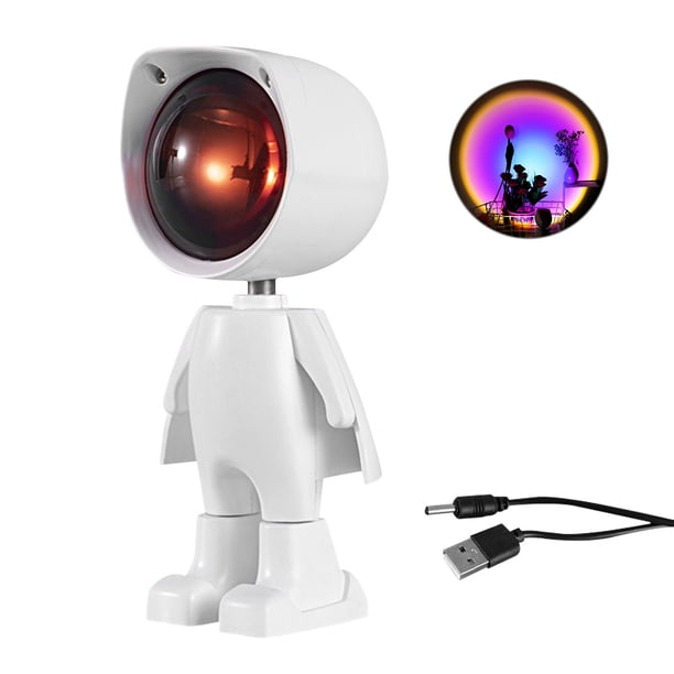Bewildely Proyector de luz Lámpara de proyector USB Regulable 360 grados Atmósfera giratoria Luz LED Puesta de sol Proyector de luz para el café Iluminación y accesorios Regenbogen Bewildely HA004149-02B