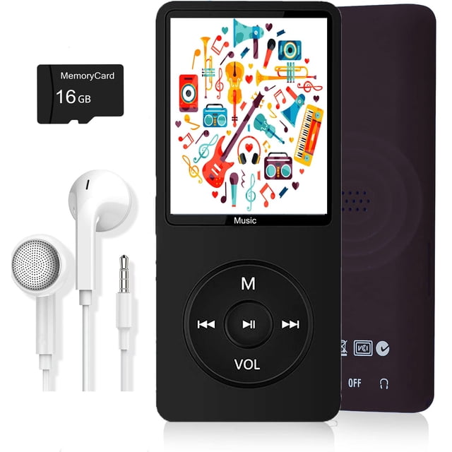 Reproductor MP3 Dyzeryk con tarjeta micro SD de 16 GB, pantalla de 1,8 pulgadas