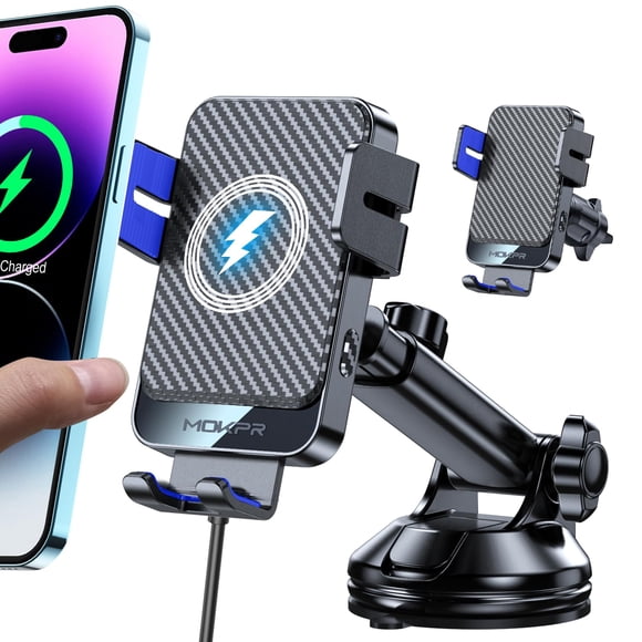 Cargador de coche inalámbrico MOKPR de carga rápida de 15 W para iPhone/Samsung