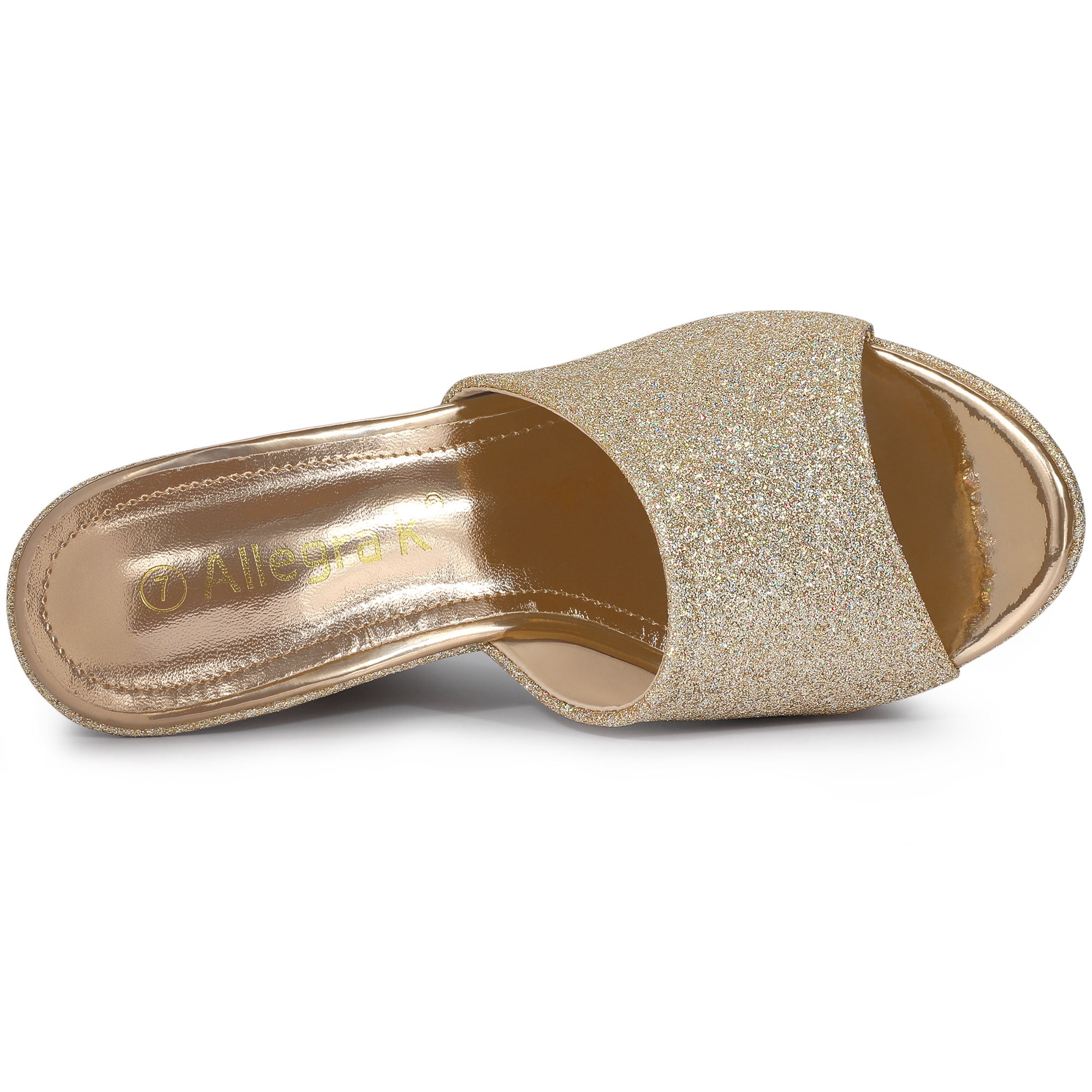 DARING DIVA Women's Glitter Platform Slip-on Wedge Heels Sandals Gold 9.5