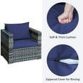 thumbnail image 3 of Patiojoy 3-Piece Patio Wicker Conversation Set Bistro Rattan Sofa Chair with Washable Cushion Mix Gray & Navy, 3 of 10