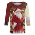 thumbnail image 6 of Xdegoge Christmas Shirt for Women 3/4 Sleeve Santa Funny Graphic T-Shirt Crewneck Vintage Casual Tops Pullover Family Holiday Casual Blouse Gifts 2025 Fall Winter Festival Clothes Fit Party, 6 of 7
