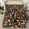 thumbnail image 2 of Manfei Halloween Skull Queen Sheet Sets for Kid, Gothic Romantic Skeleton Flat Sheet, Jungle Flower Plant Queen Fitted Sheet, Luxury Bedroom Decor, 4 Pieces, 2 of 7
