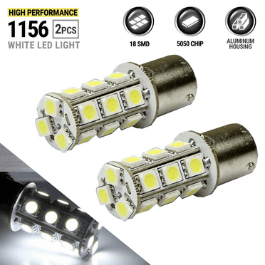 2 X White 1156 BA15S 18 SMD 5050 LED Light bulbs Turn Signal Backup Reverse