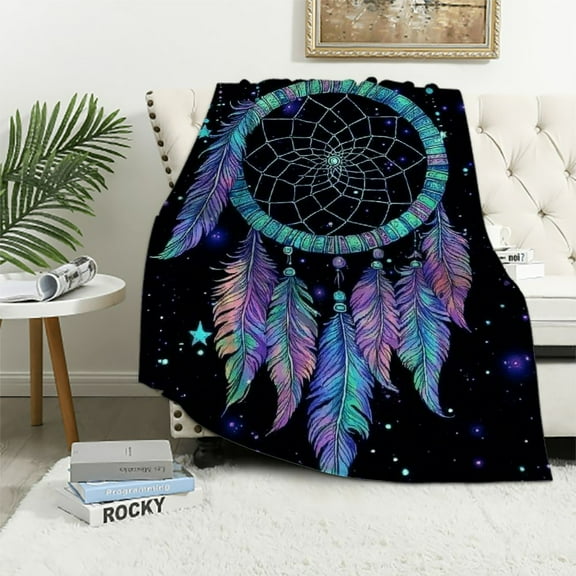 Autua Dream Catcher Feathers Star Warm Lightweight Blanket Soft Fleece Blankets All Seasons Decor Gift 40x50in