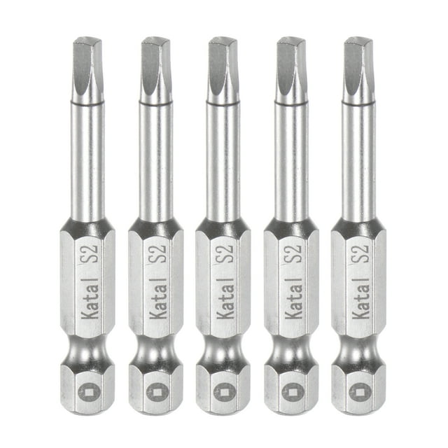Unique Bargains S2 Magnetic Square Screwdriver Bit 1/4' Hex Shank 2' Length Screw Driver, 5 Pack