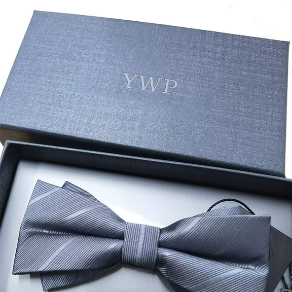 YWP Cravats, Mens Solid Color Pre-tied Bow Tie Adjustable Bowtie
