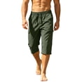 thumbnail image 5 of Men's Cargo Shorts Below Knee Capri Pants Quick Dry Lightweight Casual Summer Bottoms Elastic Waist Drawstring with Multi-Pockets for Hiking Outdoor Fishing Workout Golf, 5 of 9