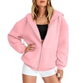 thumbnail image 5 of Nestiefly Womens Zip Up Hoodies 2026 Oversized Casual Long Sleeve Zipper Sweatshirts Fall Winter Comfy Fashion Jackets with Pockets Pink S, 5 of 5