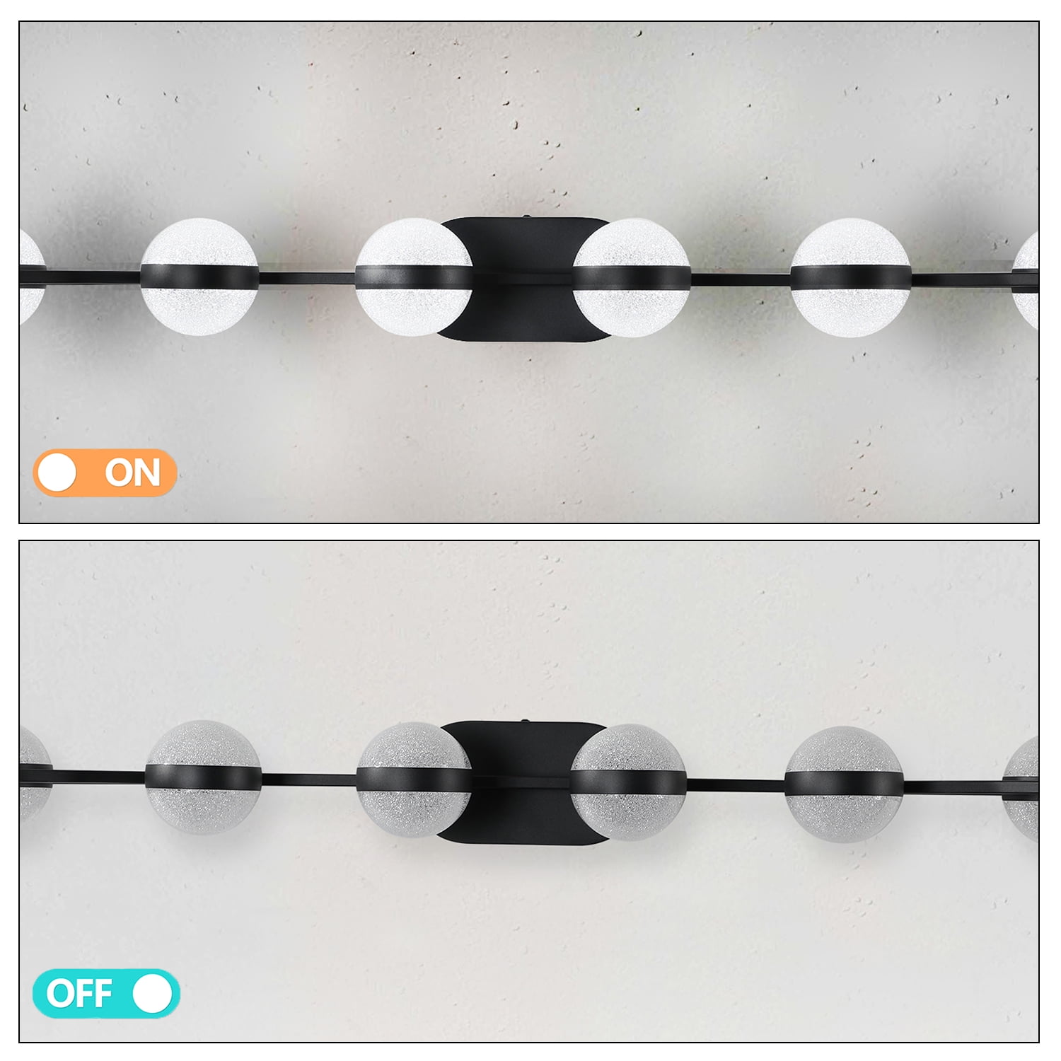 6-Light Black Globe Vanity Light Fixture Modern Round Ball Design for Stylish Bathrooms