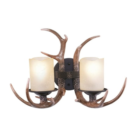 

Vaxcel Yoho 2 Light Bronze Rustic Antler Bathroom Vanity Fixture