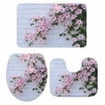 thumbnail image 2 of Pink Flower Bathroom Rugs Set Spring Beautiful Floral Leaf Plant White Wall Non Slip Absorbent Soft Bath Mats 3 Piece Set with Bathroom Rug, U-Shaped Floor Mat, Toilet Seat Cover Small Size, 2 of 9