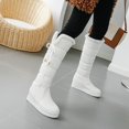 thumbnail image 4 of Botas de nieve para mujer, otoño e invierno, nuevas, cálidas, con relleno de algodón, punta redonda, aumento de altura interior, cordones laterales, botas hasta la rodilla para mujer, 4 of 6