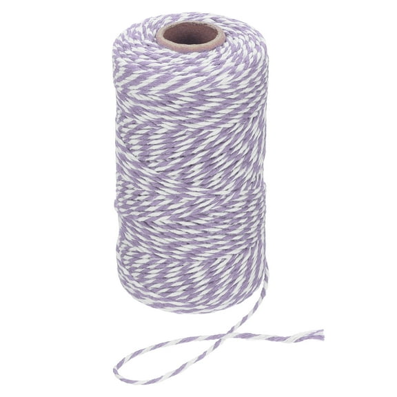 Uxcell 2mm x 109 Yard Cotton Butcher Bakers Twine for Gift Wrapping Arts Crafts Gardening, Light Purple White