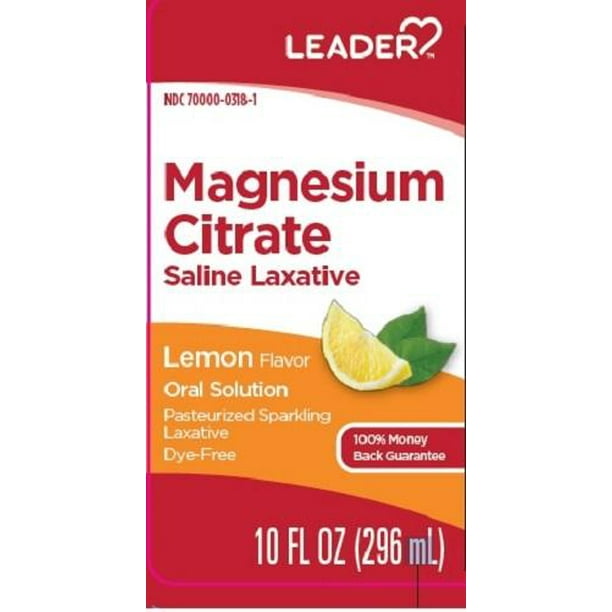 Leader Magnesium Citrate Sparkling Lemon Saline Laxative, 10 fl oz