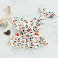 thumbnail image 3 of Nouveau-né Fille Volant Manches Body Col Carré Robe Style Ourlet Romper avec Arc Bandeau, 3 of 6