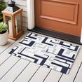 thumbnail image 5 of Navy Gray Geometric Stripes Washable Small Entryway Area Rugs 2'x3', Modern Abstract Lines Maze Low Pile Throw Rug Non-Slip Sturdy Edge Binding Carpet for Front Door Floor Room Entry, 5 of 9