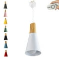 thumbnail image 1 of FSLiving Remote Control Pendant Light 1-Light J-Type Track Pendant Lamps Scandinavian Style Pendant Lights for Kitchen Hanging Lamp Modern Wood and Aluminium Light Customizable - White, 1 of 9
