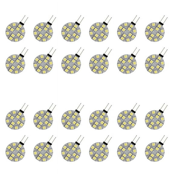 24PCS G4 Puck Lights LED Bulbs Side Pin Base Round 5050 12SMD RV Light Home Reading Light, White