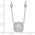 thumbnail image 3 of 925 Sterling Silver Cable Necklace with Pendants Chain Rhod-pltd Square CZ Pendant w/2in ext 4-Station 16 inch, 3 of 4