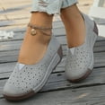 thumbnail image 5 of hopeusnice Women's Summer Flat Shoes Breathable Comfortable Slip On Loafers Perforated Flats Walking Shoes Ladies Low Heel Buckle Buckle Gray 36, 5 of 9