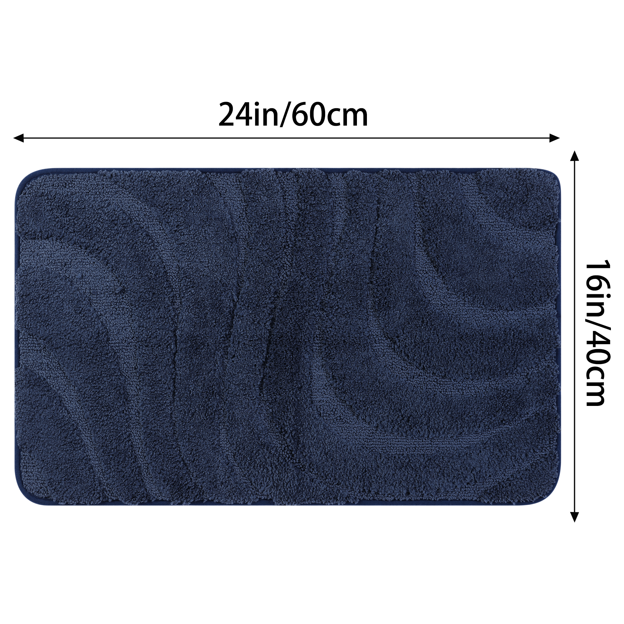 Unique Bargains Non Slip Bath Mat Geometry Bathroom Rug Absorbent Mat Microfiber Bath Rugs Dark Blue 16" x 24"