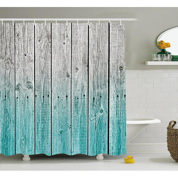 Rustic Shower Curtain By Wood Panels, Teal And Gray Shower Curtain Sets