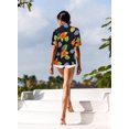 thumbnail image 2 of HAPPY BAY Button Down Shirt for Women Floral Summer Beach Party Blouse Shirt Blouses Short Sleeve Vacation Tops Hawaiian Shirts for Women S Hibiscus Orchids, Black, 2 of 6