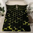 thumbnail image 2 of Feelyou Neon Yellow Honeycomb Bed Sheets for Kid, Futuristic Geometric King Sheets, Modern Hexagon Sheet Set, Microfiber Bedroom Decor, 4pcs, 2 of 7