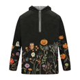 thumbnail image 4 of Hsovts Halloween Pumpkin Ghost Print Hooded Sweatshirt, Long Sleeve Cuff Casual Holiday Pullover Top Black 3xL, 4 of 6
