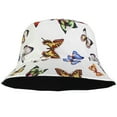 thumbnail image 2 of Women Reversible Bucket Hat Summer Travel Lightweight Foldable Beach Outdoor Hat - White Butterfly, 2 of 4