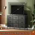 thumbnail image 6 of Black TV Stand for 45, 50, 55 inch TV, Entertainment Center with LED Lights & Charging Station, TV Media Console Table with 9 Fabric Drawers and Open Shelves for Living Room, Hallway, Wood Top, 6 of 16