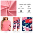 thumbnail image 5 of UNEEI Plus Size Pajamas Set for Women,2 Piece Loungewear Set Floral Sleepwear for Spring Summer Fall,Soft Lightweigh V Neck Short Sleeve Top and Capri Pants, 5XL Red, 5 of 8