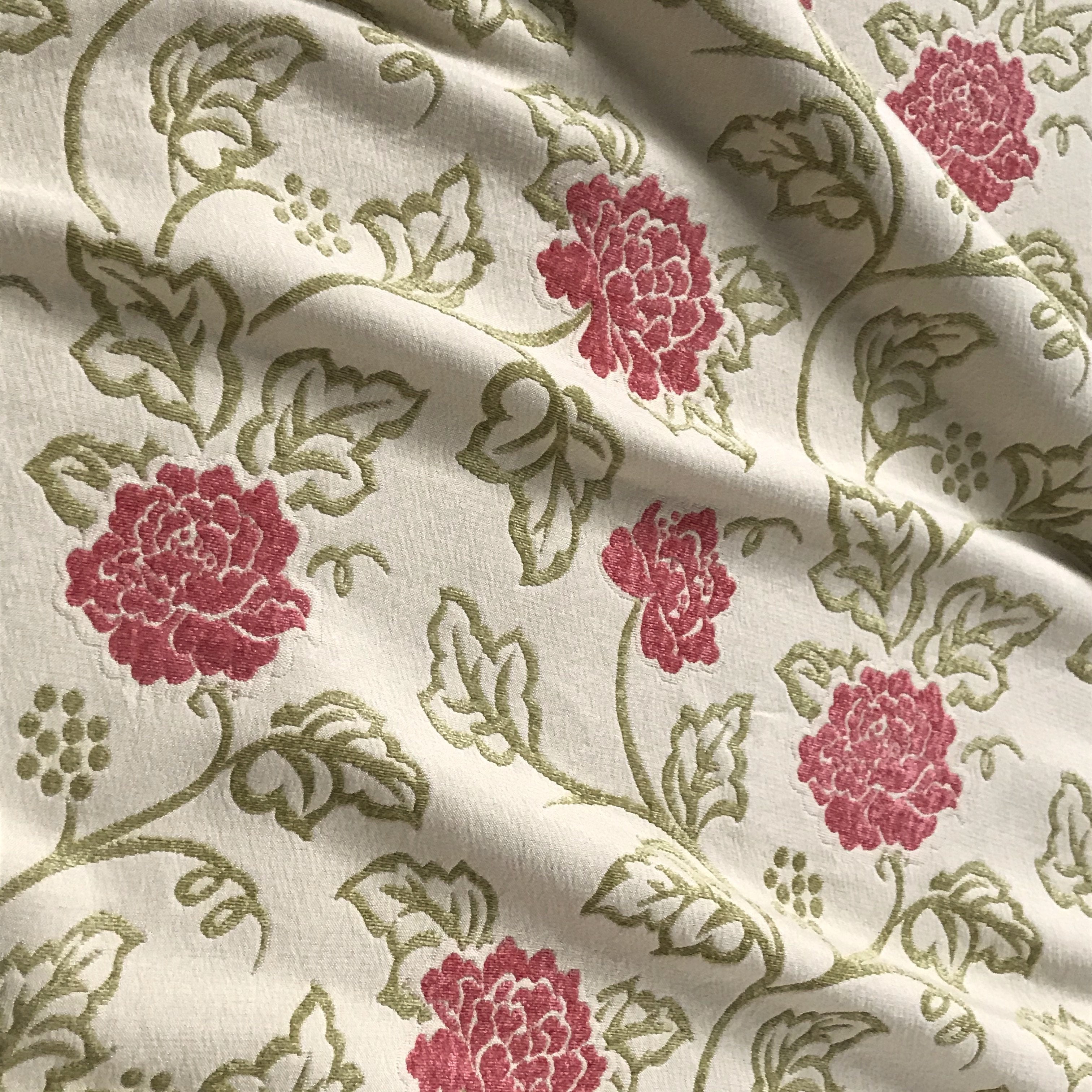 Ivory Tropical Floral Embroidered Upholstery Fabric 52' by the Yard