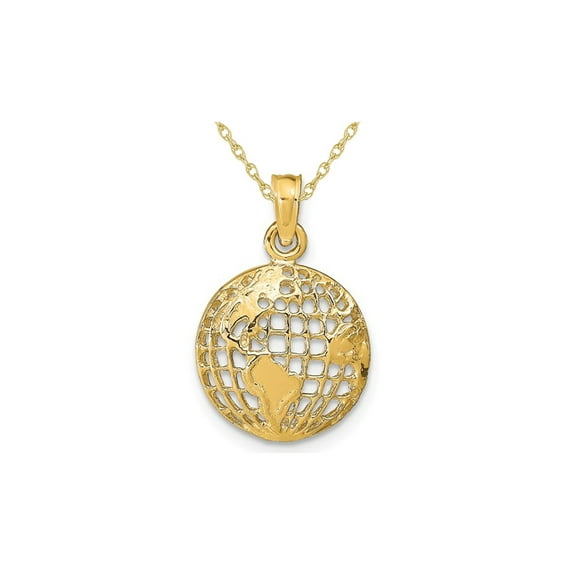 Gem & Harmony 14K Yellow Gold Polished Globe Pendant Necklace Charm with Chain for Women