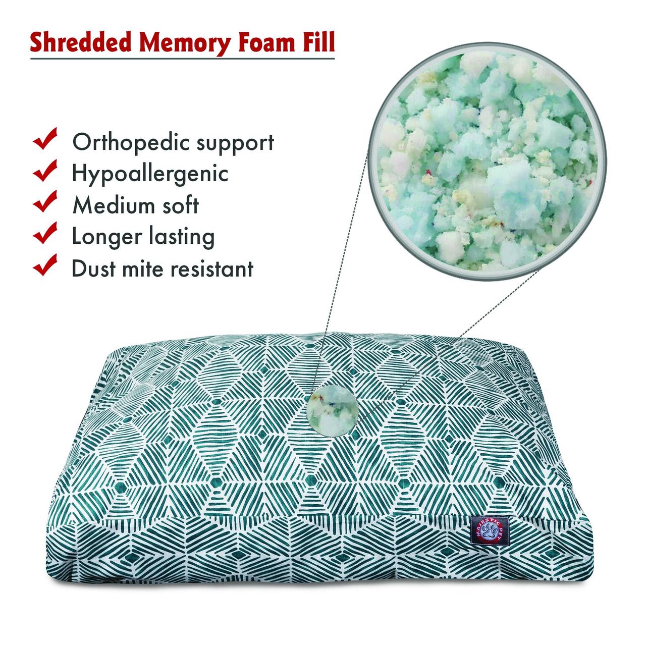 Majestic Pet | Charlie Shredded Memory Foam Rectangle Pet Bed For Dogs, Removable Cover, Emerald, Large