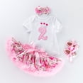 thumbnail image 5 of RTKFRFLM Baby Girls 3-Piece Birthday Dress Set White Short Sleeve Romper with Pink Princess Tutu Skirt and Headband Elegant Party Outfits for and Toddlers Ages 3-24M, 5 of 5