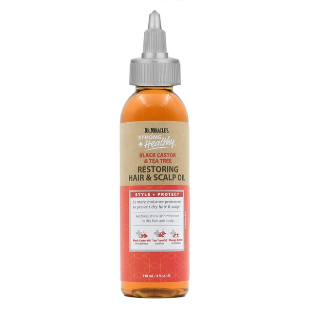 Aceite restaurador Dr. Miracle's Strong & Healthy 120 ml con aceite de ricino negro, aceite de árbol de té y mantequilla de mango