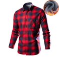 thumbnail image 3 of Goodeals Clearance Sale,Fleece Lined Shirts for Men Slim Fit Button Down Jakcets Wrinkle Free Business Casual Shirt Winter Warm Long Sleeve Striped Shacket(Blue,XL), 3 of 7