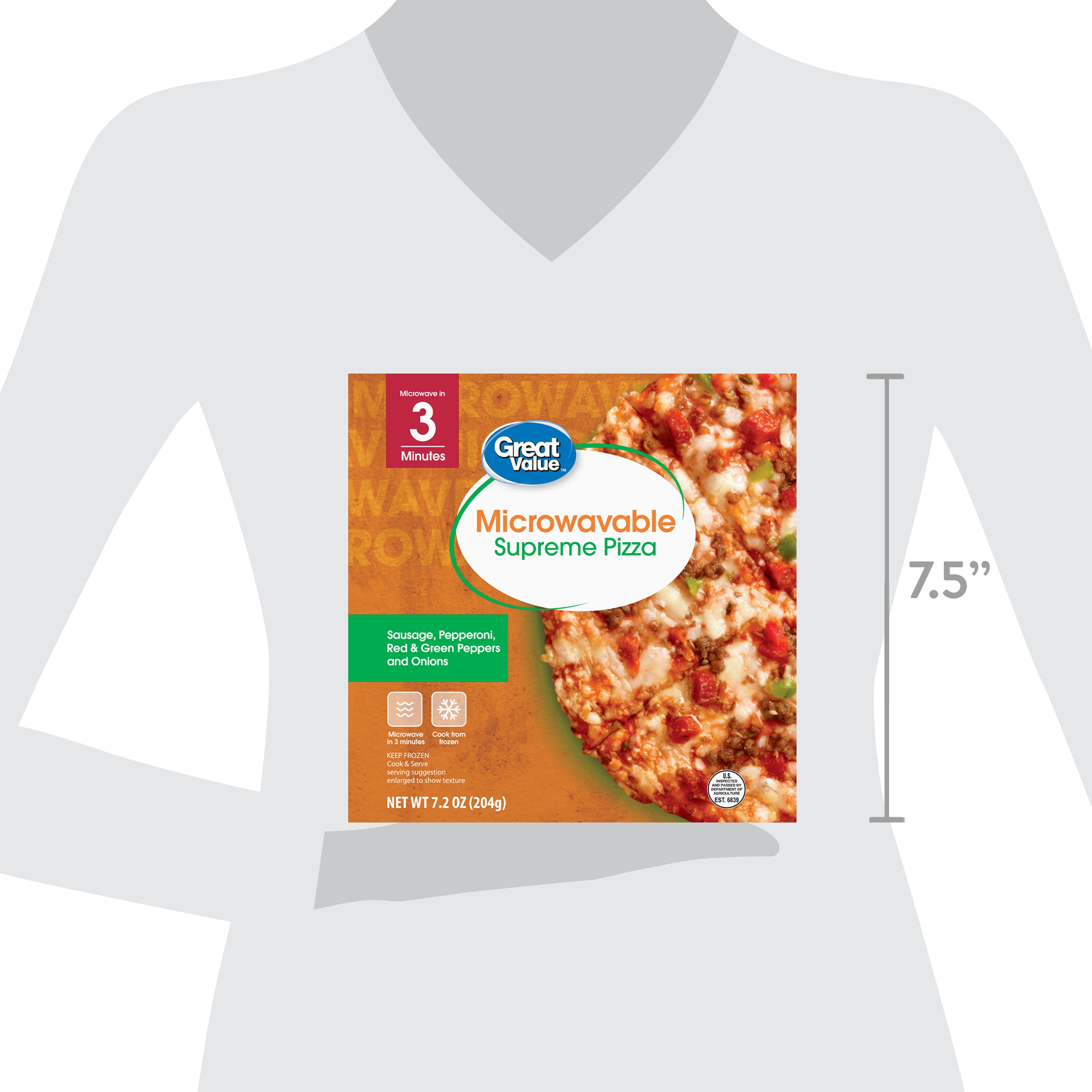 Great Value Microwavable Supreme Pizza, 7.2 oz (Frozen)