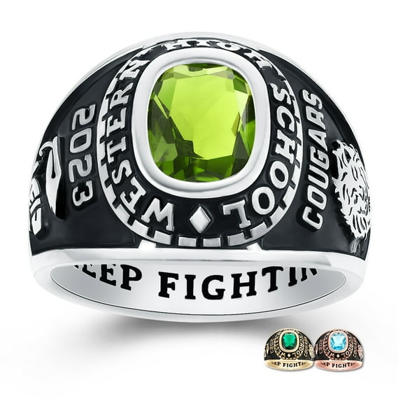 Mementos PJM Customized Sterling Silver Class Rings for Men High School College-Platinum-Ultimate