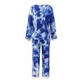 thumbnail image 6 of Baywell Tie-dye Lounge Sets for Women Sweatsuits Two Piece Outfit Long Sleeve Pajamas Set Sweatshirt with Pants Blue S-2XL, 6 of 9
