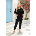thumbnail image 4 of Women Summer Short Sleeved T Shirt Casual Loose V Neck T Shirt Solid Color Top, 4 of 4