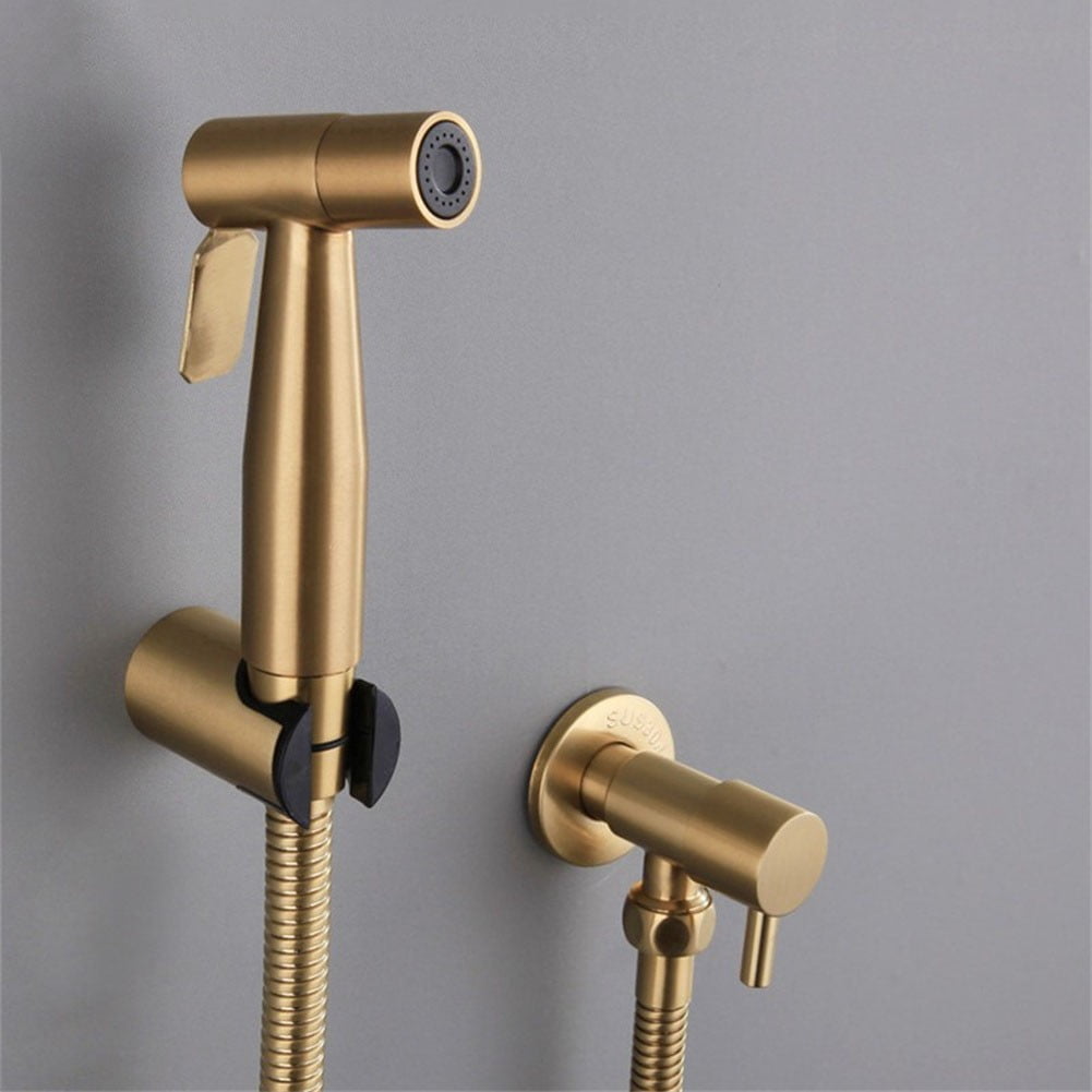 304 Stainless Steel Single Bidet Gold Color Handheld Toilet Bidets Shattaf Showerset With Filling Valve Shower Hose