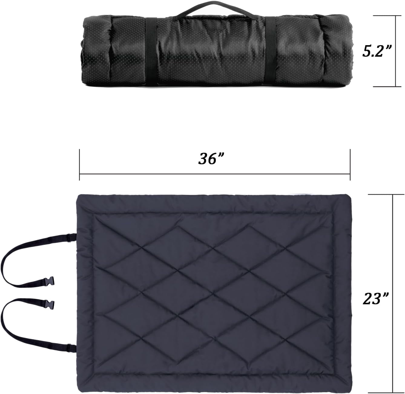 Travel Dog Bed, Portable Waterproof Anti-Slip Dog Camping Bed Mat with Carry Handles for cat or Other pet, Machine Washable, 36 * 23” Dark Blue