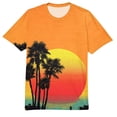 thumbnail image 4 of Domuza Men's Summer Streetwear Causal T Shirts Ombre Tropical Print Crewneck Short Sleeve Tee Shirts Tops Red M, 4 of 6