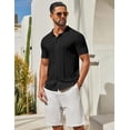 thumbnail image 3 of COOFANDY Men' Knitted Shirt Short Sleeve Casual Polo Shirt Vacation Summer Beach Button Down Shirts Shirts, 3 of 6