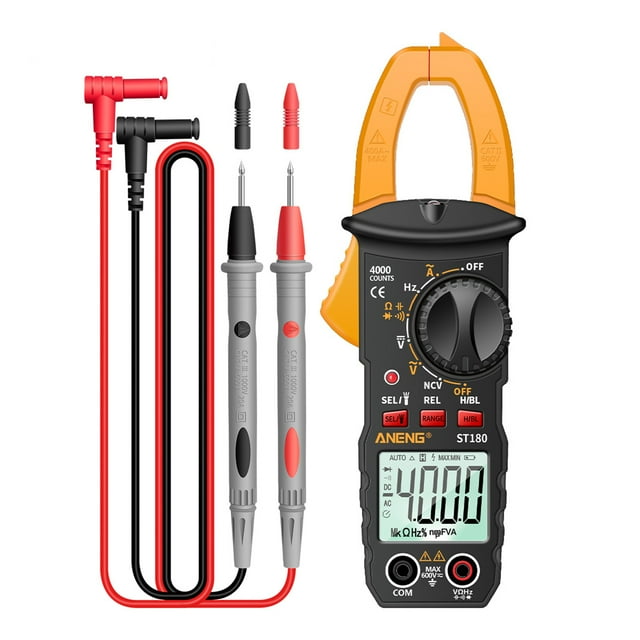 ANENG ST180 4000 Counts Digital Clamp Meter Multimeter Clamp Multimeter Voltmeter Ammeter AC DC Voltage AC Current Meter NCV Tester Universal Meter Tester Current Clamp Tester -30~1000℃ Temp