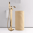 thumbnail image 5 of Golden Floor Mounted Bathtub Faucet Free Standing Tub Filler W/Hand Sprayer, 5 of 18