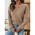 thumbnail image 5 of Eytino Women's Oversized Sweater Casual Long Sleeve Crewneck Lightweight Crochet Pullover Sweater Fall Tops Brown XL, 5 of 9